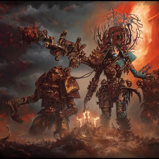 warhammer 4 0 k battle witch, cosmic horror painting, Stable