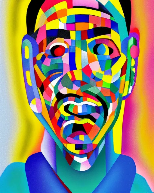 Prompt: portrait of a man's face, in the style of wassily kandinsky, digital art
