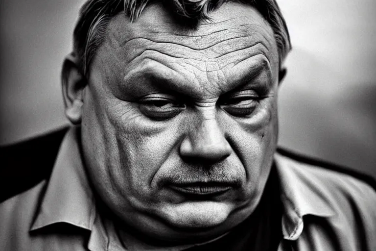 Prompt: overweight viktor orban by peter lindbergh