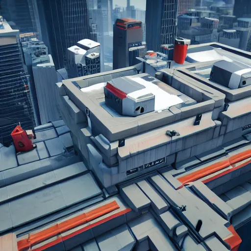 Prompt: isometric action game, mirror's edge, highly detailed, octane render, unreal engine, volumetric lighting