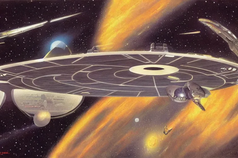 Prompt: Starship-Enterprise, by Ralph MacQuarrie