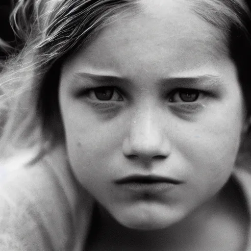 Prompt: a candid extreme closeup portrait of an expressive face of a really moved young woman by annie leibovitz