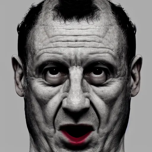 Image similar to avram glazer as the devil reincarnate, owner of manchester united football club, portrait, pure evil, devils horns, avram glazer, satan, hell, 8 k, hyperrealism, symmetry, cinematic lighting - w 1 0 2 4