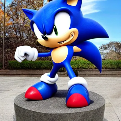 Prompt: a statue of sonic the hedgehog