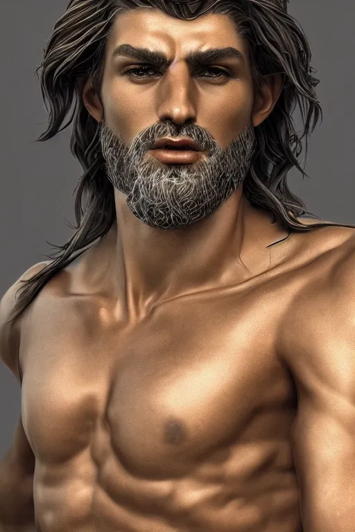 Image similar to portrait of mythological male Greek god of beauty, high resolution, award-winning art, trending on Artstation, sharp image, incredibly detailed, octane render, unreal engine