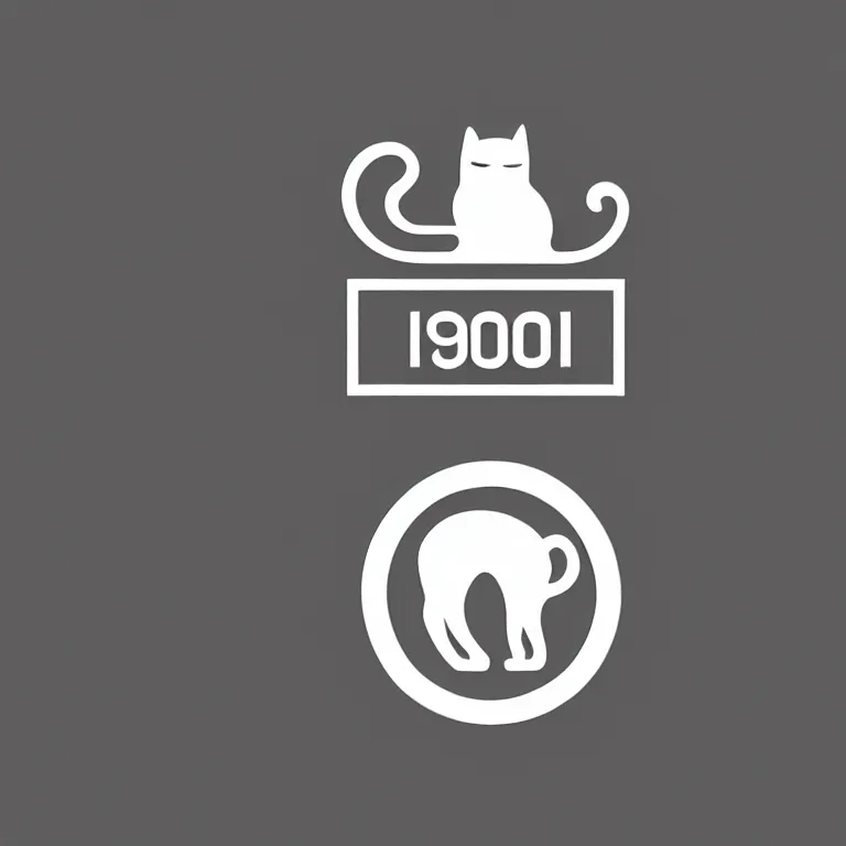 Image similar to 1900s Minimal Logo of a Cat, Monochrome, Flat White Background, Design Reference, Trademarks and Symbols, Geometric, Centered, Historical, Award Winning