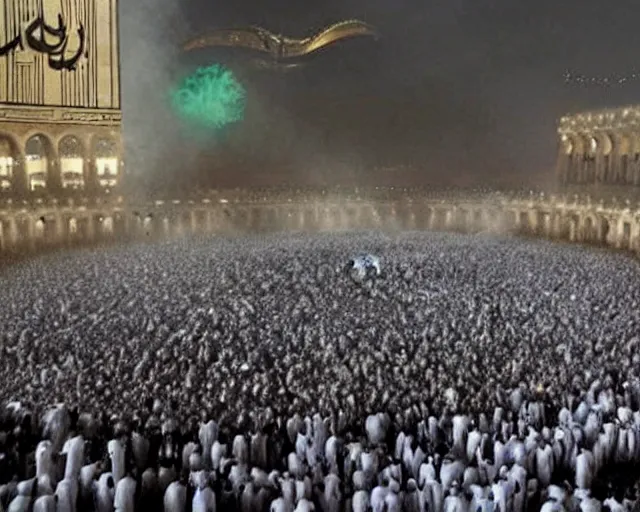 Prompt: alien invasion Kaaba