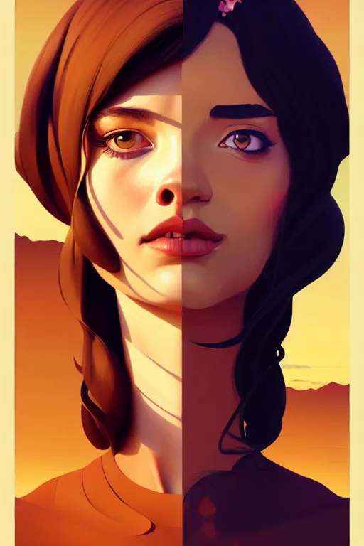 Image similar to cow, desert colors, smooth face, centered median photoshop filter cutout vector behance hd by artgerm, jesper ejsing, by rhads, makoto shinkai and lois van baarle, ilya kuvshinov, rossdraws, illustration, art by ilya kuvshinov and gustav klimt