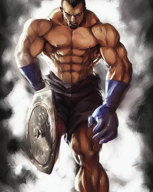 Image similar to gigachad luigi onepunch man bodybuilder in final fight mountain by ilya kuvshinov, ernest khalimov body by krista sudmalis, fantasy character portrait, ultra realistic, concept art, intricate details, elegent, digital painting, smooth, sharp focus, illustration, art by artgerm and greg rutkowski and alphonse mucha, artstation