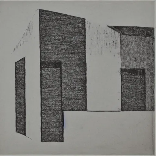 Image similar to architectural line etching by Ben Nicholson