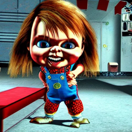 Prompt: Chucky the killer doll playstation game screenshots