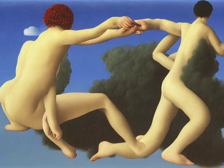 Image similar to life and death, painting by rene magritte, high detail, high resolution