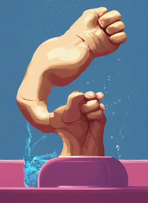 Prompt: fat fist leaking water James Gilleard, highly detailed