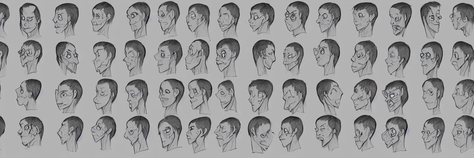 Image similar to character face study of skinny snorexic todd solondz, 2 2 yo, clear faces, emotional, character sheet, fine details, concept design, contrast, kim jung gi, pixar and da vinci, trending on artstation, 8 k, full body and head, turnaround, front view, back view, ultra wide angle