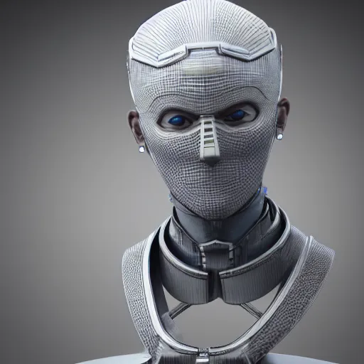 Prompt: hyperrealistic 3 d render of a bust of knight with futuristic fashion elements inspired by ludvig holmen, brilliantly colored, kingdoms of ether, octane render, 3 d animated, unreal engine 5, volumetric lighting, hdr, studio lighting, smooth surface, 8 k