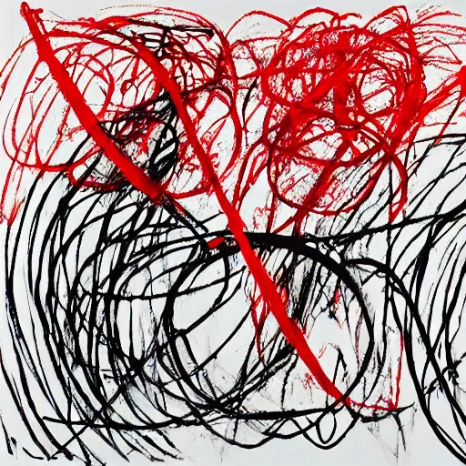 Image similar to ( dancers dancing dance ) curves ( black white red ) ( big circle ) twombly breathtaking piece museum of modern art new york