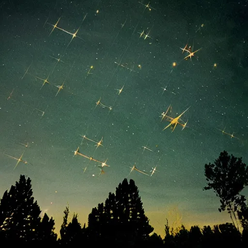 Image similar to celestial photography by letting undeveloped photographic paper lay in the night sky, experimental photography