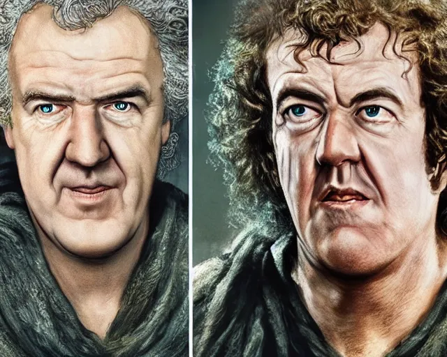 Image similar to jeremy clarkson in lord of the rings, character art, by various concept artists, redshift render, hyperrealistic face, photorealistic render