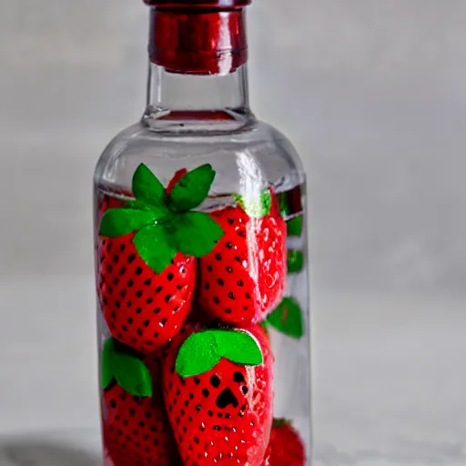Image similar to bottle of strawberry and faces
