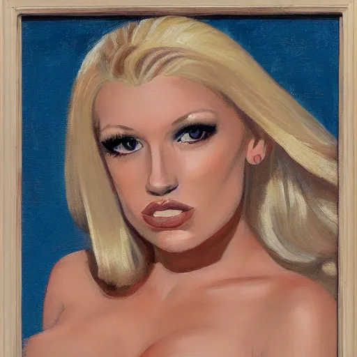 Prompt: portrait of a blonde femme fatale by Glen Orbik, - H 896