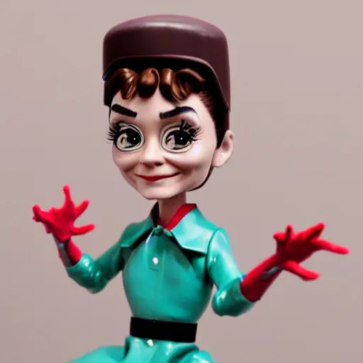 Image similar to audrey hepburn cos play butcher billy, stop motion vinyl action figure, plastic, toy, butcher billy style