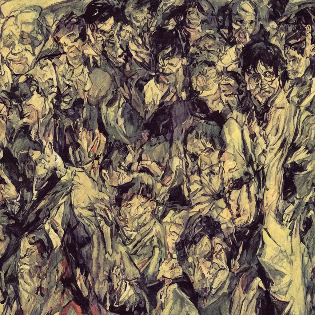 Prompt: only one Harry Potter, painting by Mikhail Vrubel