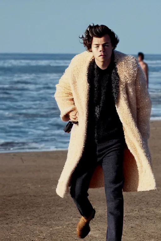 Harry Styles in the Shearling Coat
