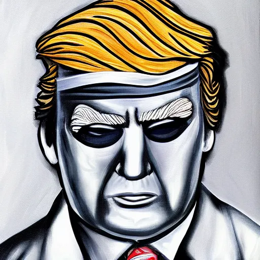 Prompt: donald trump in gimp suit painting