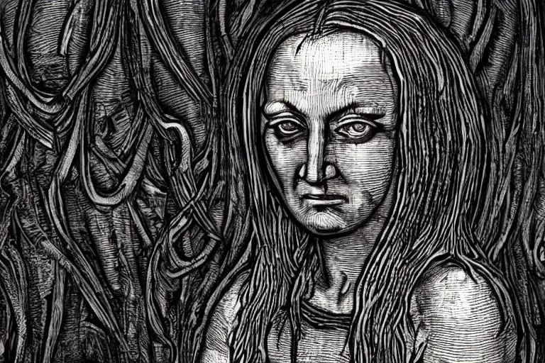 Prompt: monalisa in the style of h.r. giger, in the style of h.r. giger, in the style of h.r. giger, in the style of h.r. giger
