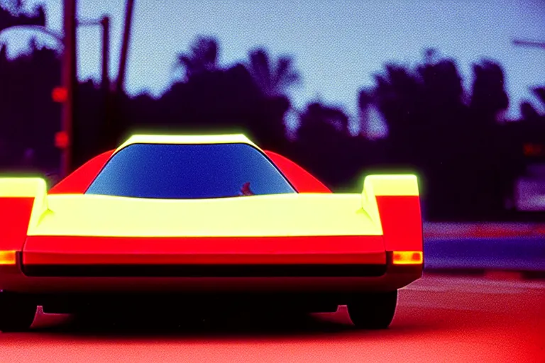 Prompt: stylized poster of autozam az - 1 concept, thick neon lights, ektachrome photograph, volumetric lighting, f 8 aperture, cinematic eastman 5 3 8 4 film