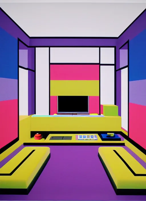 Prompt: designer living room by shusei nagaoka, kaws, david rudnick, airbrush on canvas, pastell colours, cell shaded, 8 k,