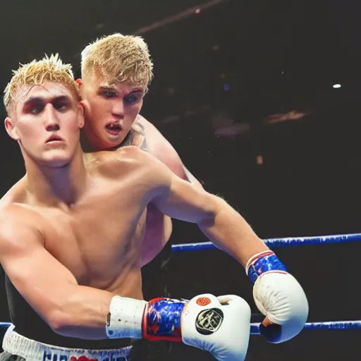 Image similar to a photo of jake paul boxing a unicorn, award winning sports photo, ultra detailed,