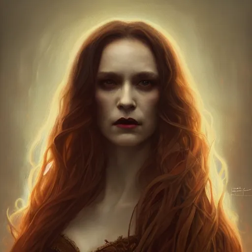 Image similar to majestic gracious regal aristocratic female vampire portrait, atmospheric lighting, painted, curvy, menacing, intricate, volumetric lighting, beautiful, rich deep colours masterpiece, golden hour, sharp focus, ultra detailed, by leesha hannigan, ross tran, thierry doizon, kai carpenter, ignacio fernandez rios