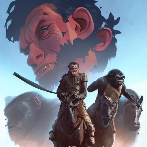 Image similar to hero world war for the planet of the apes, behance hd by jesper ejsing, by rhads, makoto shinkai and lois van baarle, ilya kuvshinov, rossdraws global illumination