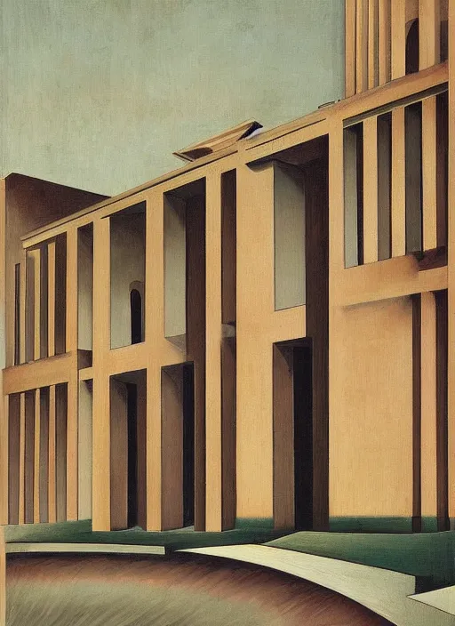 Prompt: a painting of a smiljan radic building by giorgio de chirico