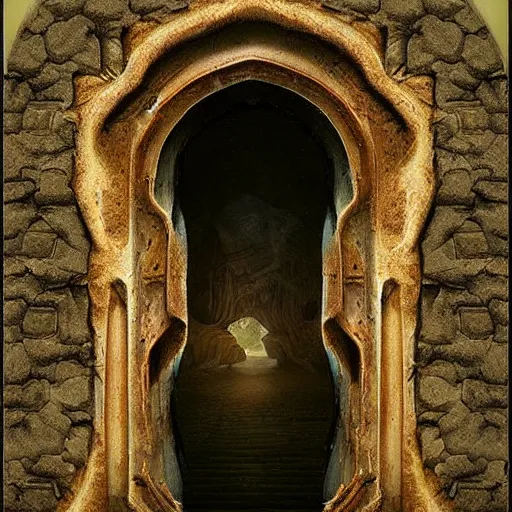 Image similar to beautiful matte painting of the doorway to another dimenstion, fantasy