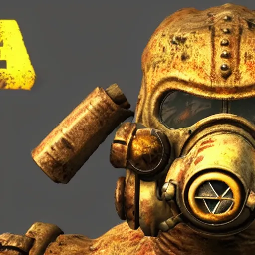 Image similar to fallout super mutant death claw in gas mask