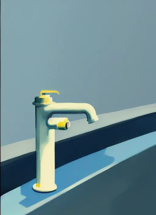 Image similar to water faucet dripping Edward Hopper and James Gilleard, highly detailed