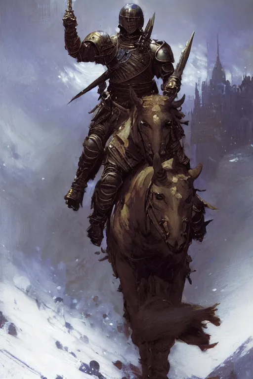 Image similar to joe biden in plate armor dnd, painting by gaston bussiere, craig mullins, greg rutkowski, yoji shinkawa