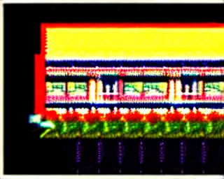 Image similar to Pixel art of a rural gas station at dusk, in the style of 1981 Video Games, 4bit, CGA, 16 colors, high contrast