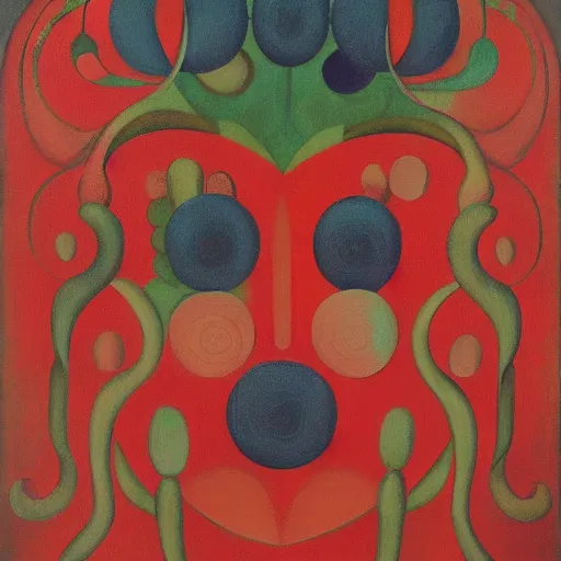 Image similar to floral face portrait by leonetto cappiello and wojciech siudmak and ernst fuchs, anni albers, oil on canvas