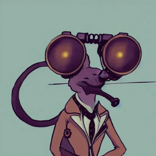 Prompt: a rat with steampunk googles, by rebecca sugar