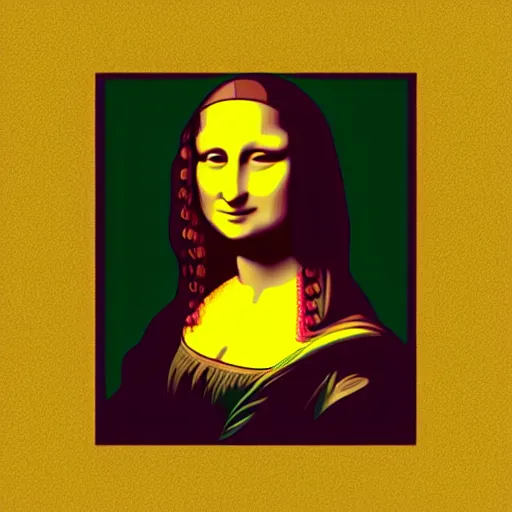 Prompt: a portrait of mona lisa, in retro colors, synthwave style, 2 d digital vector art