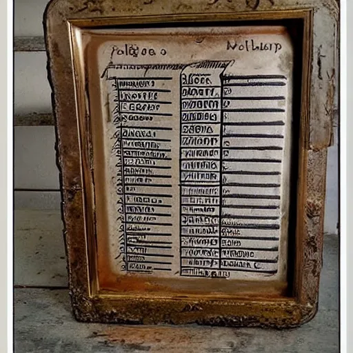 Image similar to photo of an antique metal grocery list