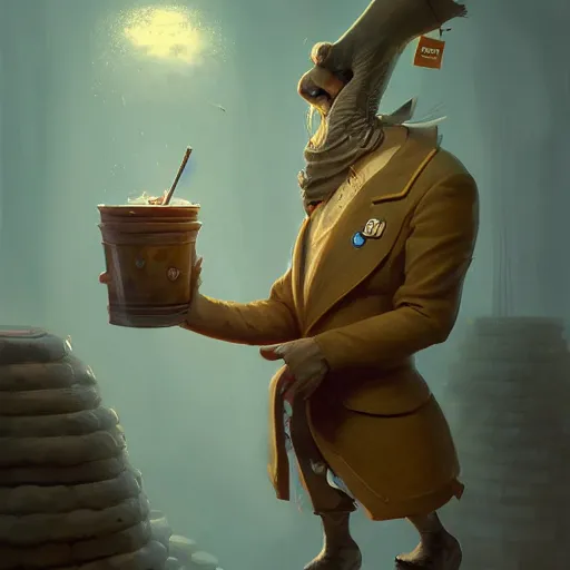 Prompt: Gediminas Pranckevicius, sext bartender with crazy cloths on, by Viktor Antonov,, greg rutkowski, fantasy, D&D, trending on artstation, smooth, sharp focus