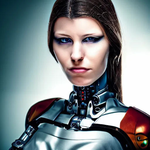 Prompt: portrait photo of a beautiful female cyborg from The Middle Age!
