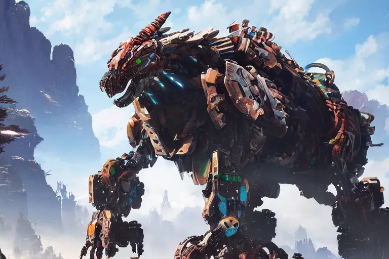 Image similar to bristleback machine mecha animal beast robot of horizon forbidden west horizon zero dawn bioluminiscence global illumination ray tracing hdr fanart arstation by sung choi and eric pfeiffer and gabriel garza and casper konefal