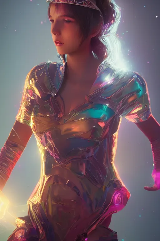 Prompt: Queen of the Multiverse, glowing lights. youthful attractive, seductive, rule of thirds, portrait, photo realistic by Yaşar VURDEM , artstation, unreal engine, character concept art. sz Zak and Taro Okamoto and Gal Barkan, high quality printing, fine art with subtle redshift rendering