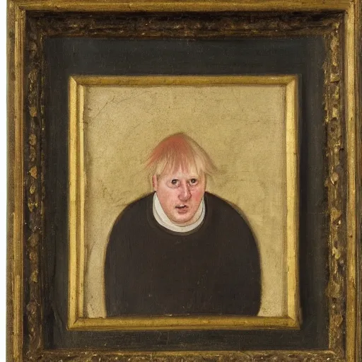 Image similar to a painting of boris johnson as a peasant in 1 2 th century england, british museum, oil on canvas