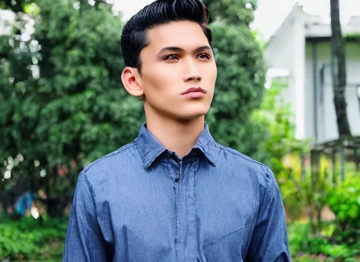 Prompt: outdoor medium close shot of a very very very very extremely handsome!!! good looking young man in 2 0 2 2 with the face of jose rizal!!! wearing stylish modern clothes photo taken in 2 0 2 2, 3 5 mm f 1. 4 digital color photography